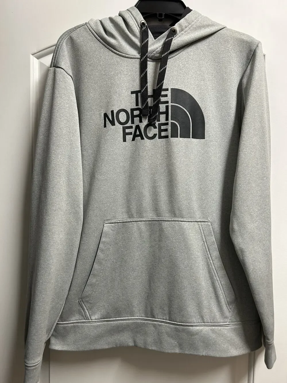 North Face Gray Hoodie Half Dome Logo Long Sleeve Pullover Sweatshirt Hood Large